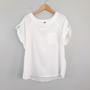 White Scoop Neck Short Sleeve Top